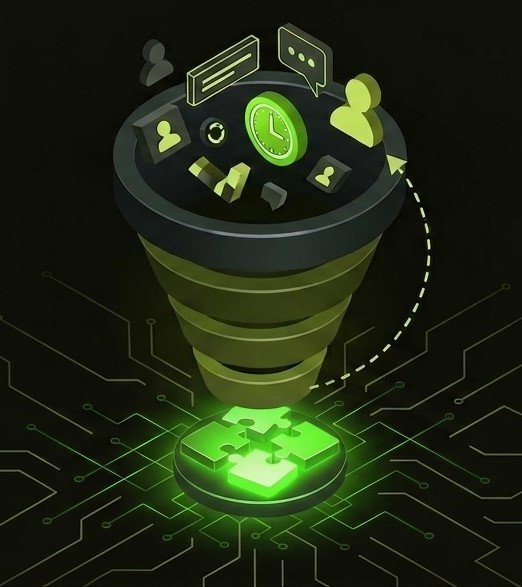 Marketing funnel illustration showing leads moving through the Altiora Growth process